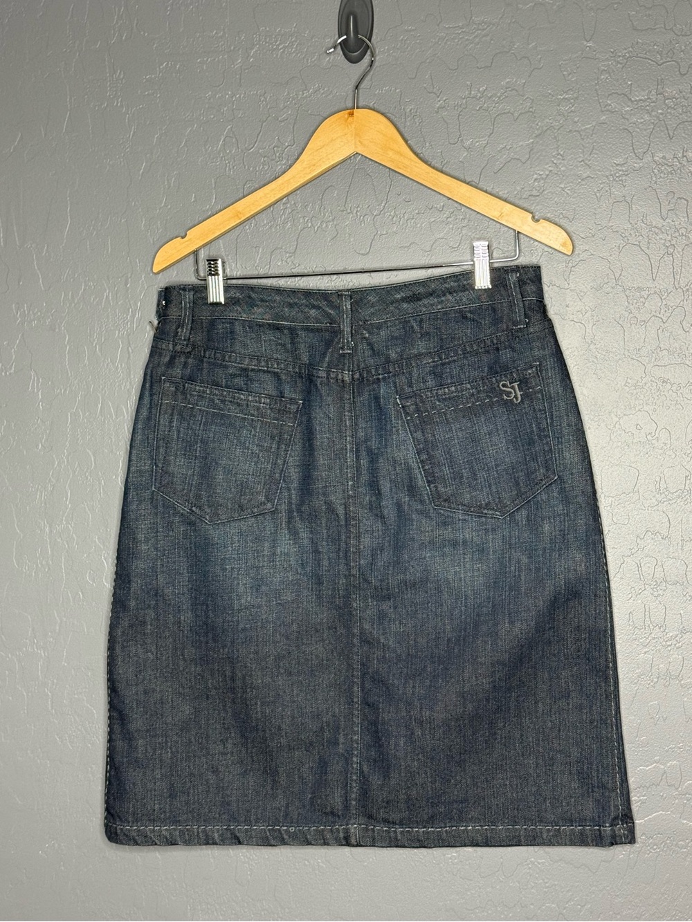 St John Sport Denim Skirt with Back Pockets and SJ Logo